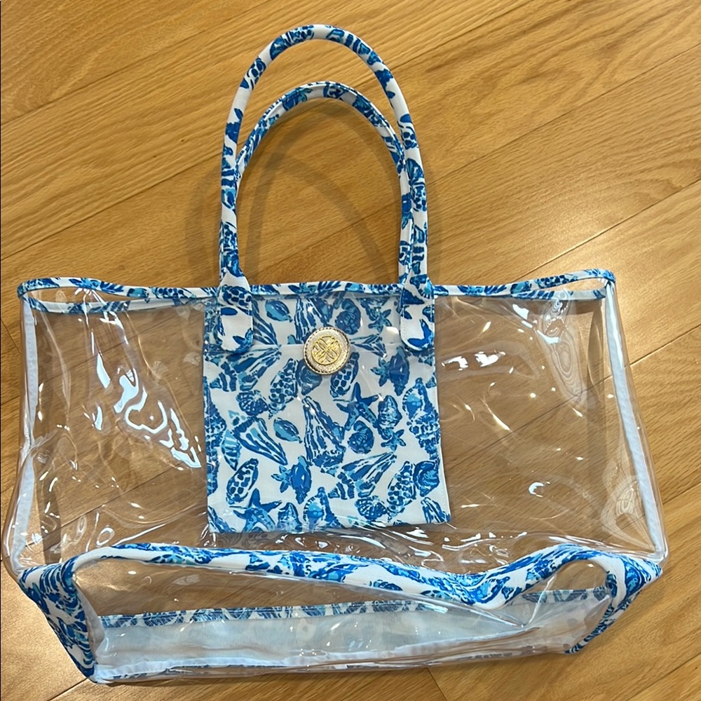 Lilly Pulitzer Blue and White Coastal Shell Tote